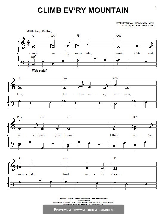 Climb Ev'ry Mountain (from The Sound Of Music): Для фортепиано (легкий уровень) by Richard Rodgers