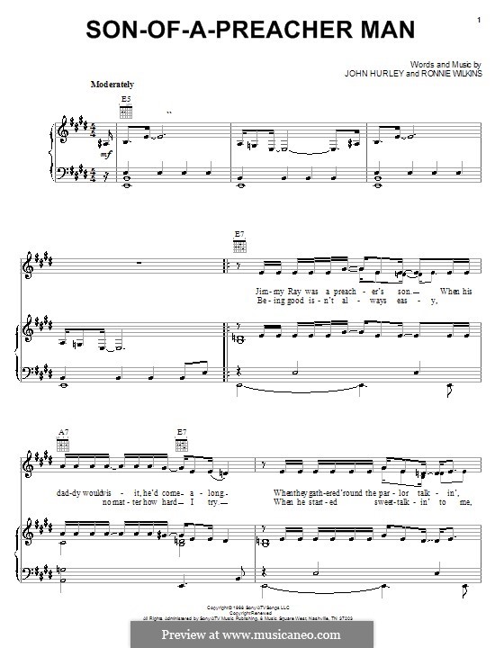 Son of a Preacher Man (Dusty Springfield): Для голоса и фортепиано или гитары (Linda Eder) by John Hurley, Ronnie Wilkins