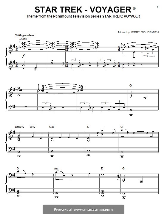 Тема из сериала 'Звёздный путь: Вояджер': Для фортепиано by Jerry Goldsmith
