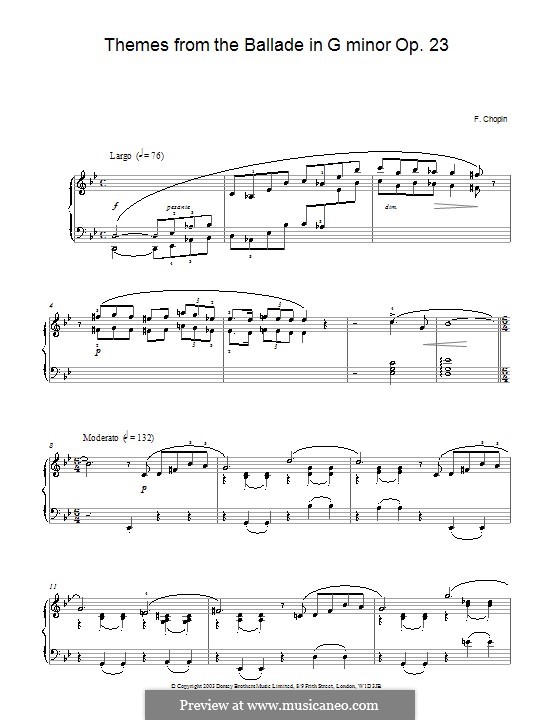 Баллада No.1 соль минор, Op.23: Тема by Фредерик Шопен