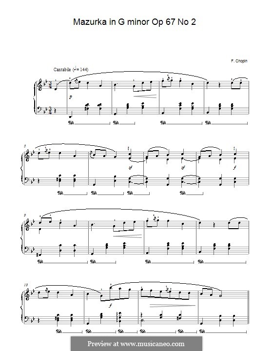Мазурки, Op. posth.67: No.2 соль минор by Фредерик Шопен