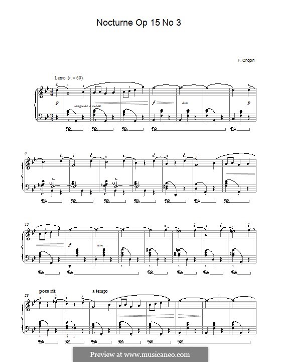 Ноктюрны, Op.15: No.3 соль минор by Фредерик Шопен