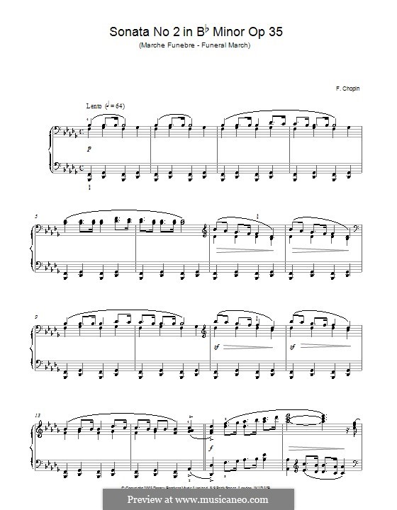 Соната для фортепиано No.2 си-бемоль минор, Op.35: Часть III (с аппликатурой) by Фредерик Шопен