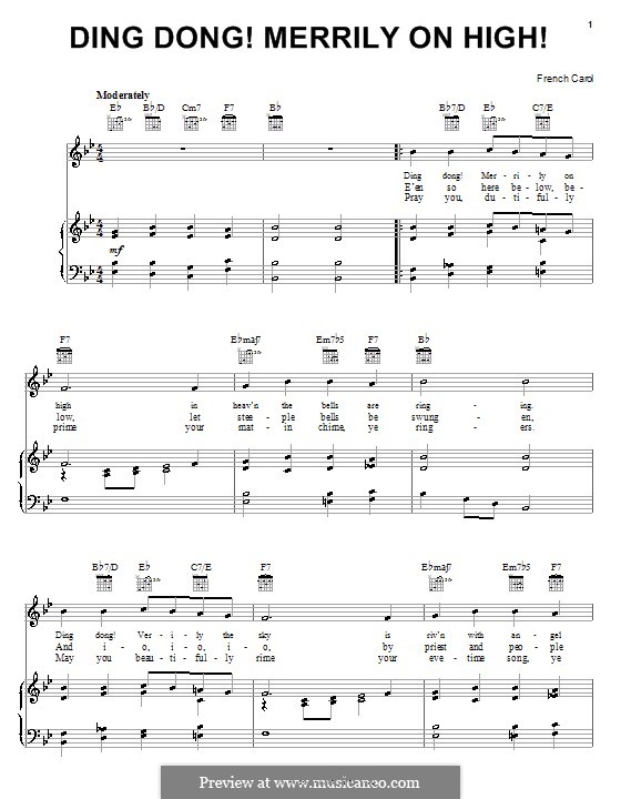 Ding Dong! Merrily on High (Printable Scores): Для голоса и фортепиано (или гитары) by folklore