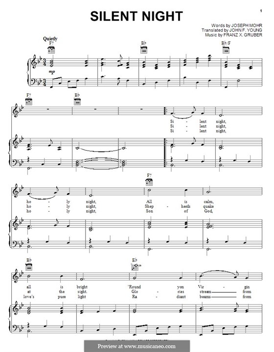 Piano-vocal score: Для голоса и фортепиано или гитары (си бемоль мажор) by Франц Ксавьер Грубер