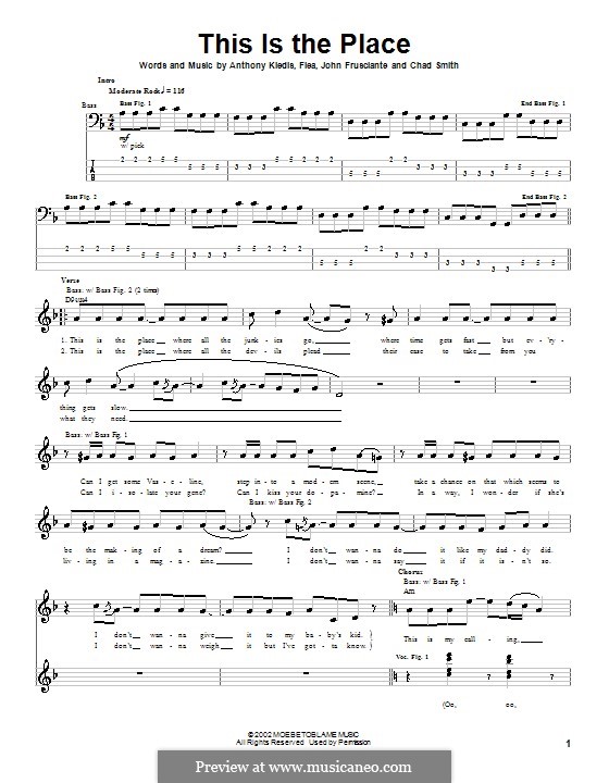 This Is the Place (Red Hot Chili Peppers): Для бас-гитары с табулатурой by Anthony Kiedis, John Frusciante