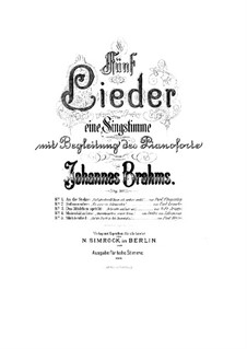 Пять песен, Op.107: Сборник by Иоганнес Брамс