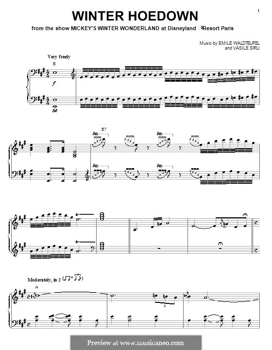 Winter Hoedown (from Mickey's Winter Wonderland at Disneyland Paris): Для голоса и фортепиано (или гитары) by Vasile Sirli