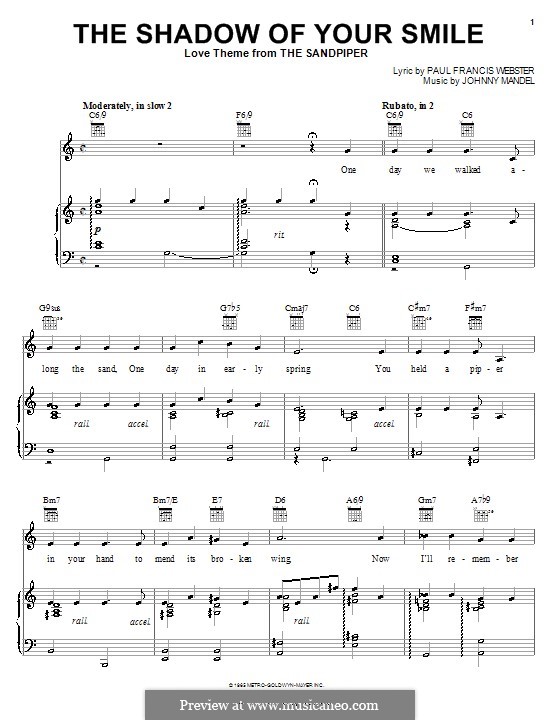 The Shadow of Your Smile (Tony Bennett): Для голоса и фортепиано (или гитары) by Johnny Mandel