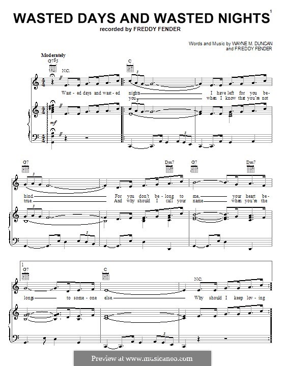 Wasted Days and Wasted Nights: Для голоса и фортепиано (или гитары) by Wayne M. Duncan