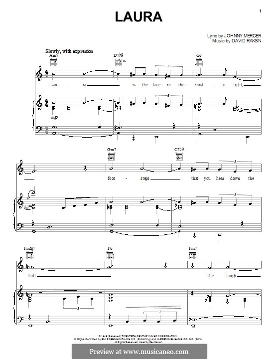 Laura (Frank Sinatra): Для голоса и фортепиано (или гитары) by David Raksin