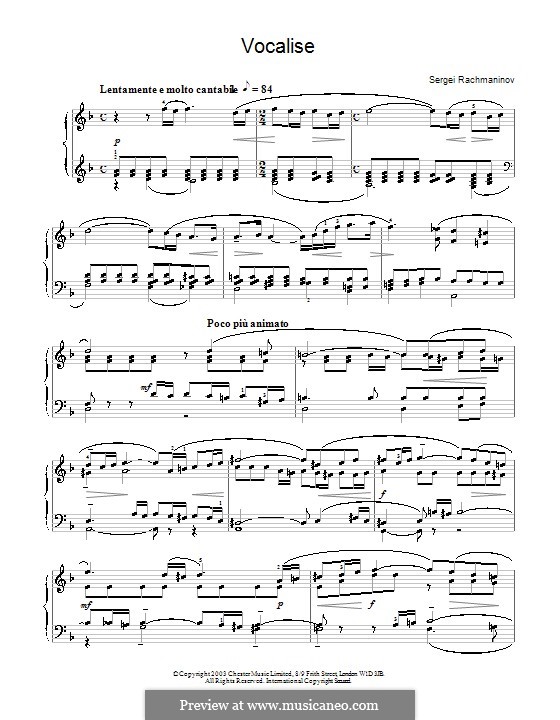 Вокализ, Op.34 No.14: Для фортепиано by Сергей Рахманинов