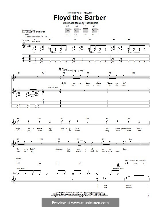 Floyd the Barber (Nirvana): Гитарная табулатура by Kurt Cobain