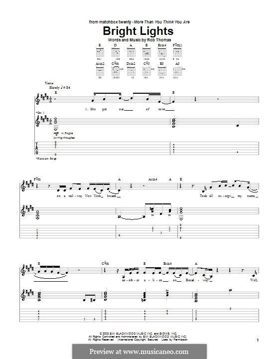 R. Thomas Bright Lights (Matchbox Twenty) ноты на MusicaNeo