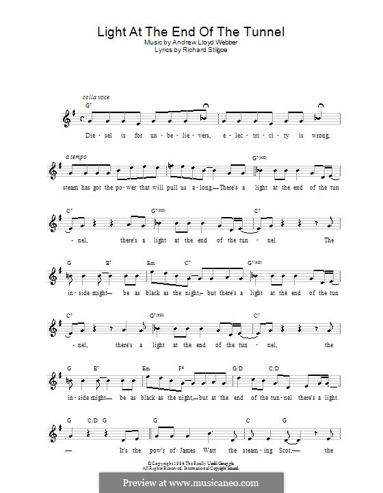 Light at the End of the Tunnel: Мелодия, текст и аккорды by Andrew Lloyd Webber