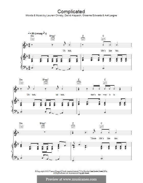 Complicated: Для голоса и фортепиано (или гитары) by Avril Lavigne, Graham Edwards, Lauren Christy, Scott Spock