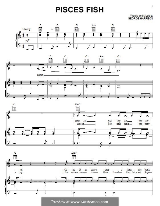 Pisces Fish: Для голоса и фортепиано (или гитары) by George Harrison