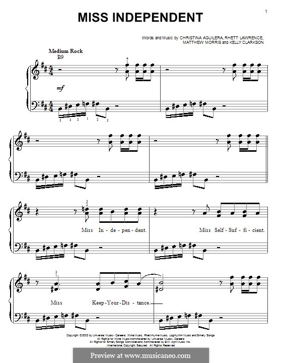 Miss Independent (Kelly Clarkson): Для начинающего пианиста by Christina Aguilera, Matthew B. Morris