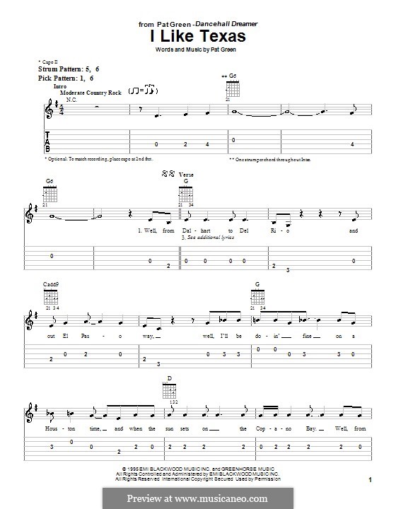 I Like Texas: Для гитары (очень легкая версия) by Pat Green