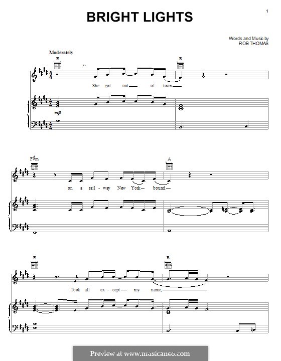 Bright Lights (Matchbox Twenty): Для голоса и фортепиано (или гитары) by Rob Thomas