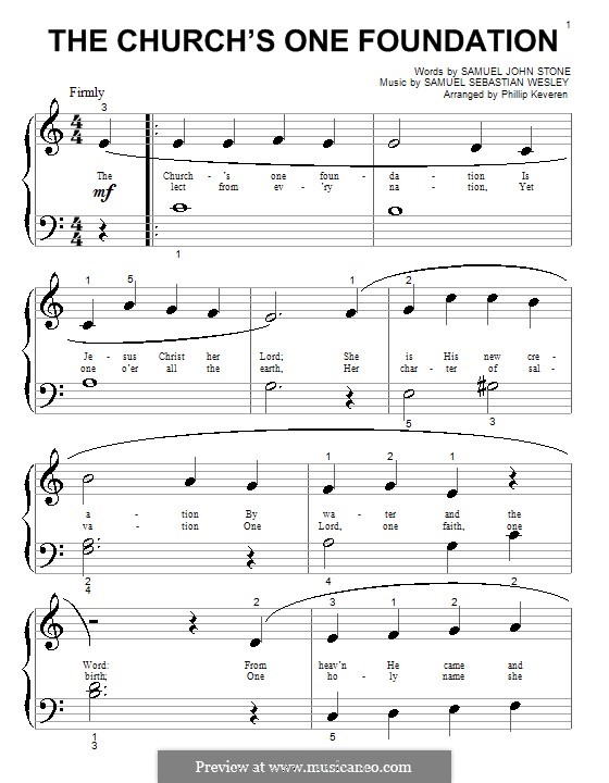The Church's One Foundation: Для фортепиано by Сэмюэль Себастьян Уэсли