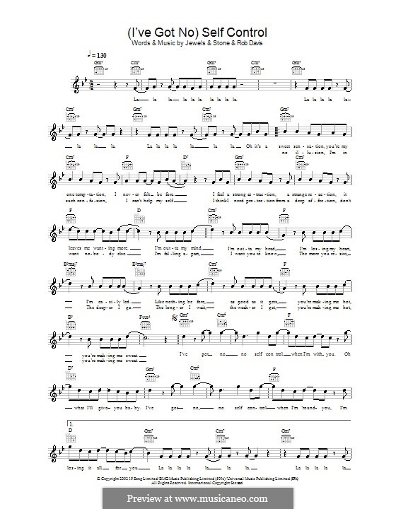 (I've Got No) Self Control (Gareth Gates): Мелодия, текст и аккорды by Robert Davis