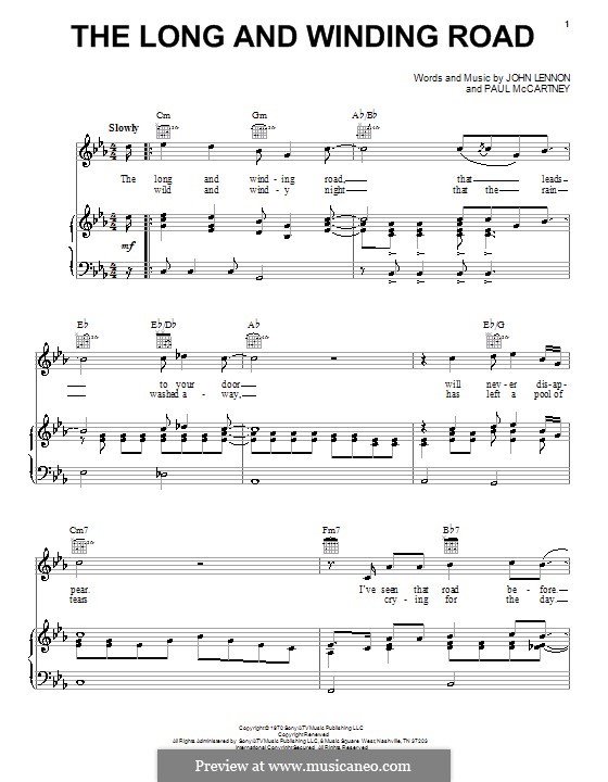 The Long and Winding Road (The Beatles): Для голоса и фортепиано (или гитары) by John Lennon, Paul McCartney