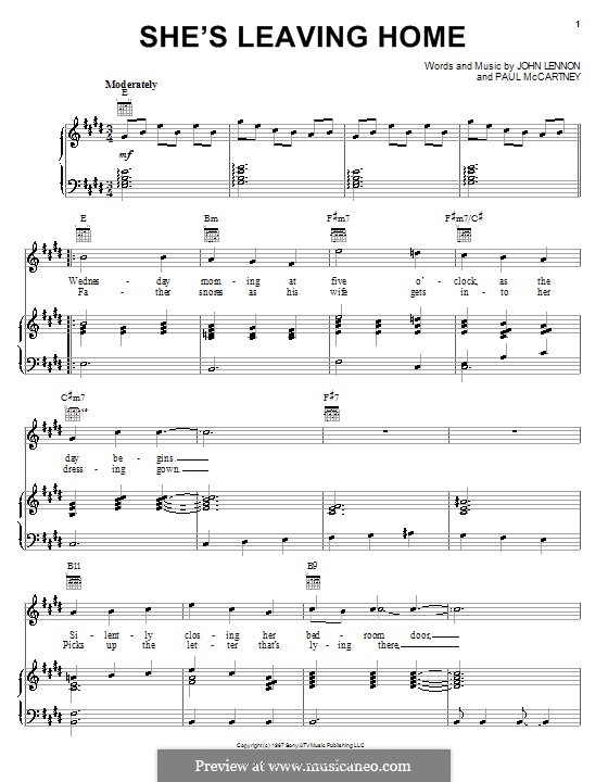 She's Leaving Home (The Beatles): Для голоса и фортепиано (или гитары) by John Lennon, Paul McCartney