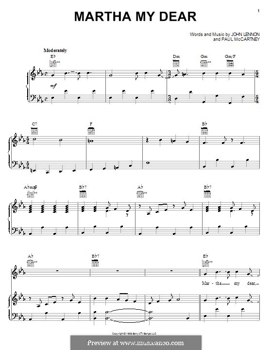 Martha My Dear (The Beatles): Для голоса и фортепиано (или гитары) by John Lennon, Paul McCartney