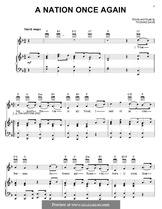 A Nation Once Again: Для голоса и фортепиано (или гитары) by Thomas Davis