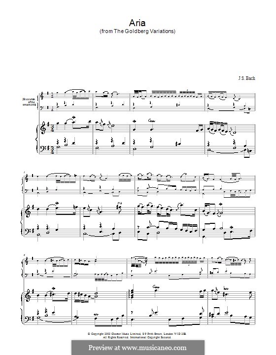 Вариации Гольдберга, BWV 988: Ария, для фортепиано by Иоганн Себастьян Бах