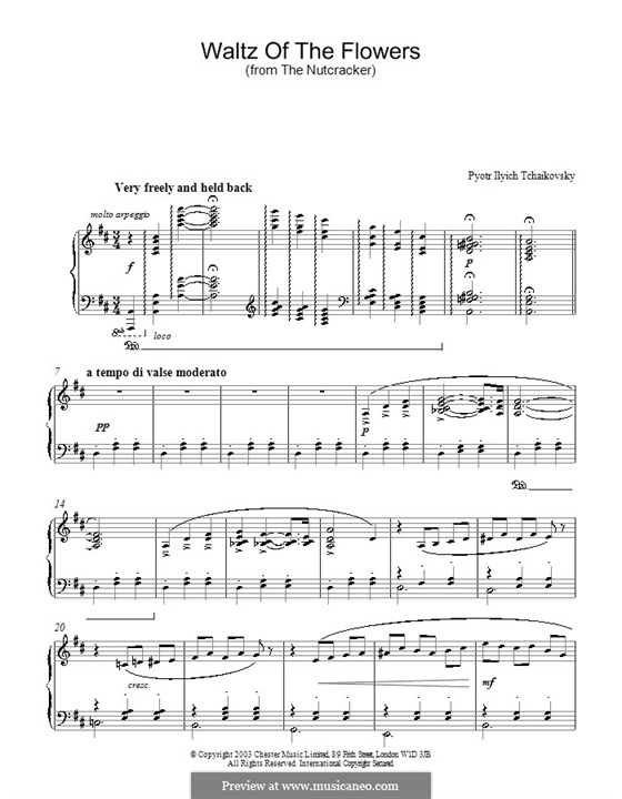 No.8 Вальс цветов: Для фортепиано (Ре мажор) by Петр Чайковский