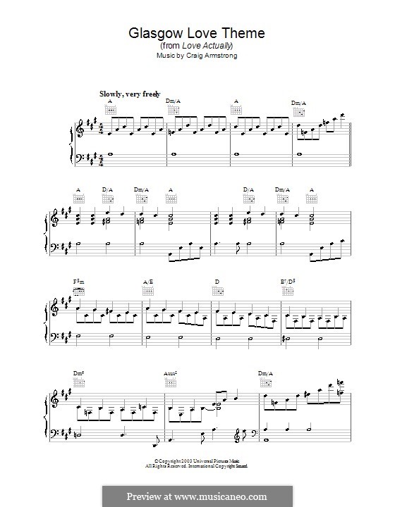 Glasgow Love Theme (from Love Actually): Для фортепиано by Craig Armstrong