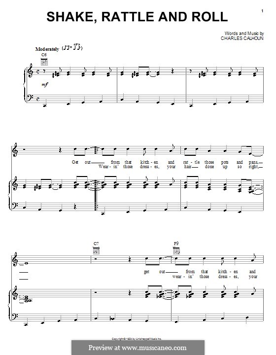 Shake, Rattle and Roll (Bill Haley & His Comets): Для голоса и фортепиано (или гитары) by Charles Calhoun