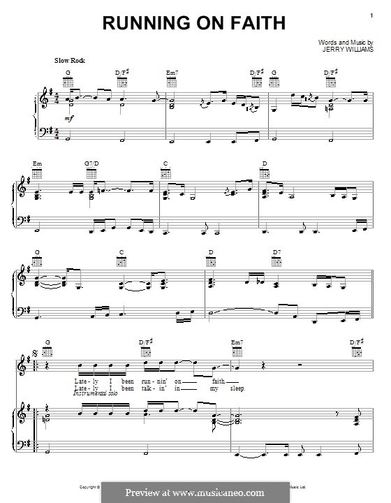 Running on Faith (Eric Clapton): Для голоса и фортепиано (или гитары) by Jerry Lynn Williams