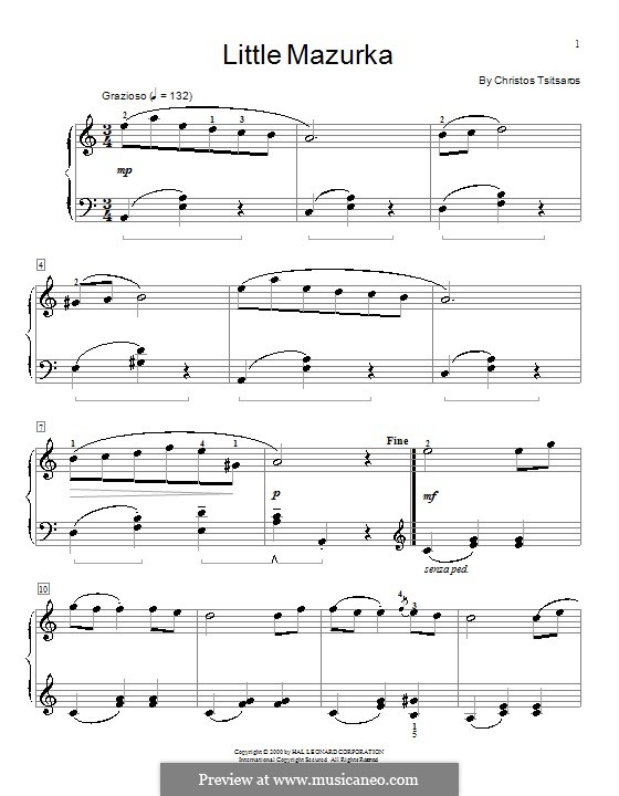 Маленькая мазурка: Для фортепиано by Christos Tsitsaros