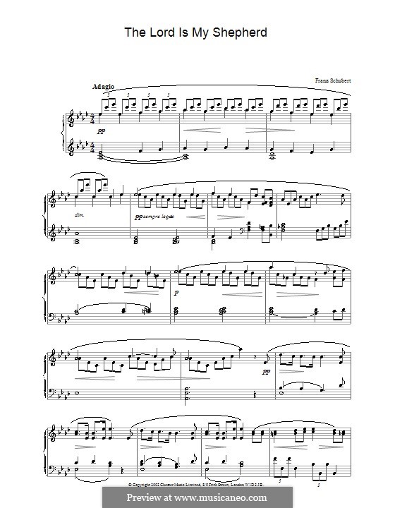 Псалом No.23 для хора и фортепиано 'Господь пастырь мой', D.706 Op.132: Версия для фортепиано by Франц Шуберт