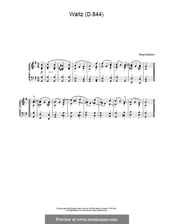 Вальс соль мажор, D.844: Для фортепиано by Франц Шуберт