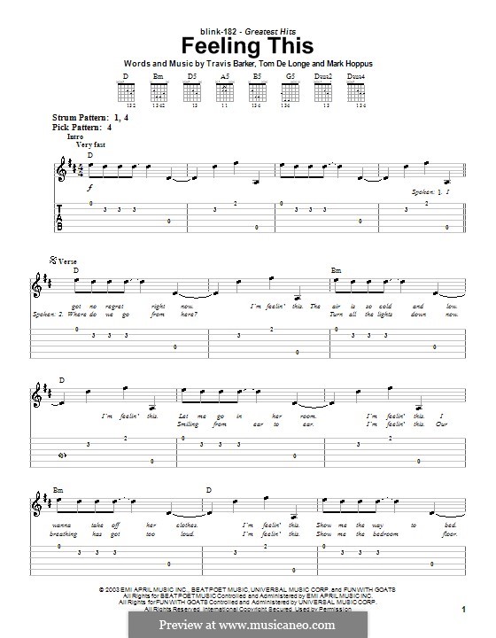Feeling This (Blink-182): Для гитары (легкий уровень) by Mark Hoppus, Tom DeLonge, Travis Barker