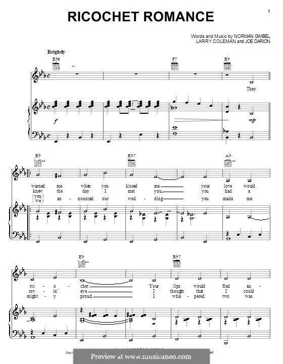 Ricochet Romance: Для голоса и фортепиано (или гитары) by Joe Darion, Larry Coleman