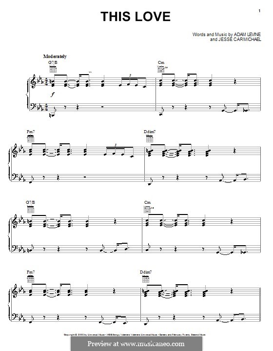 This Love (Maroon 5): Для голоса и фортепиано (или гитары) by Adam Levine, Jesse Carmichael