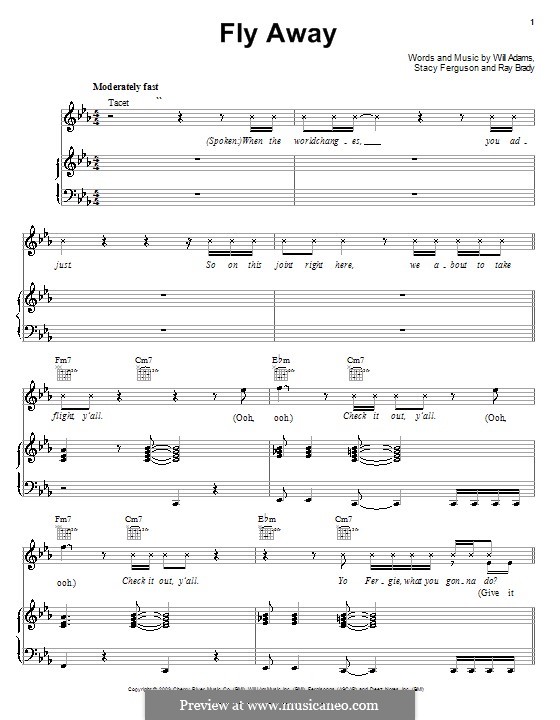 Fly Away (The Black Eyed Peas): Для голоса и фортепиано (или гитары) by Ray Brady, Stacy Ferguson, will.i.am