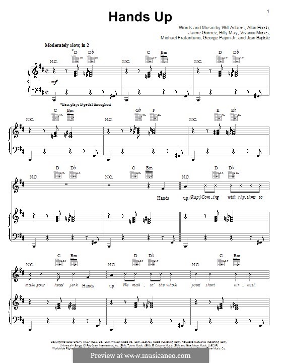 Hands Up (The Black Eyed Peas): Для голоса и фортепиано (или гитары) by apl.de.ap, Jaime Gomez, will.i.am