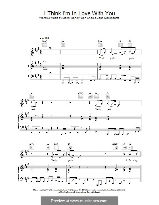 I Think I'm in Love with You: Для голоса и фортепиано (или гитары) by Dan Shea, John Mellencamp, Mark C. Rooney