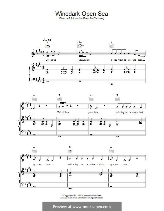 Winedark Open Sea: Для голоса и фортепиано (или гитары) by Paul McCartney