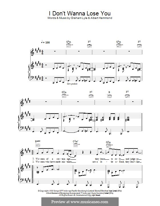 I Don't Wanna Lose You: Для голоса и фортепиано (или гитары) by Albert Hammond