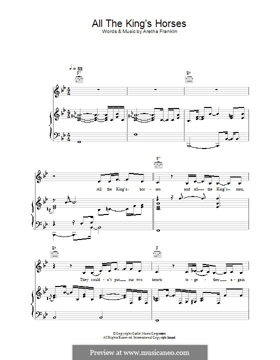 All the King's Horses (Joss Stone): Для голоса и фортепиано (или гитары) by Aretha Franklin