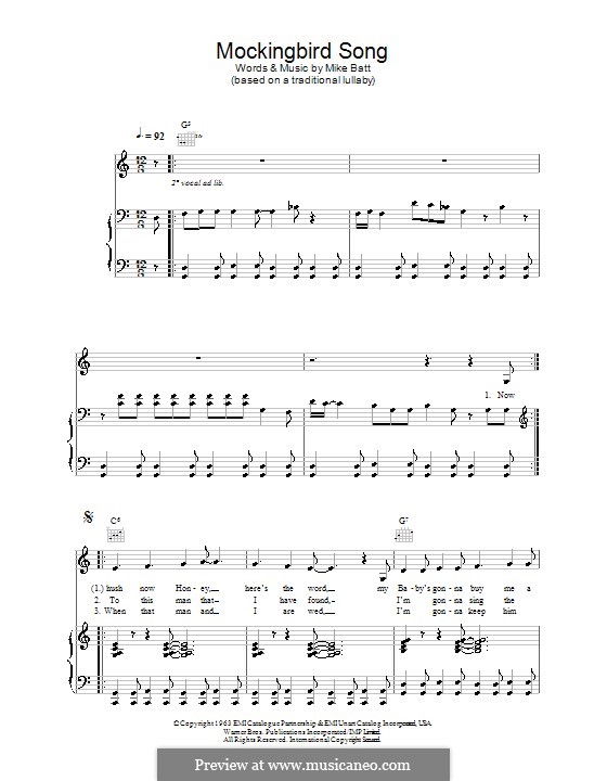 Mockingbird Song (Katie Melua): Для голоса и фортепиано (или гитары) by Mike Batt