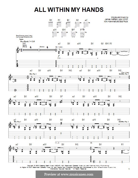 All Within My Hands (Metallica): Для гитары (очень легкая версия) by Bob Rock, James Hetfield, Kirk Hammett, Lars Ulrich