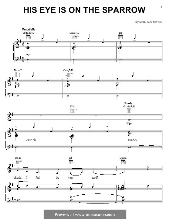 His Eye Is on the Sparrow (Ethel Waters): Для голоса и фортепиано (или гитары) by Charles Hutchinson Gabriel